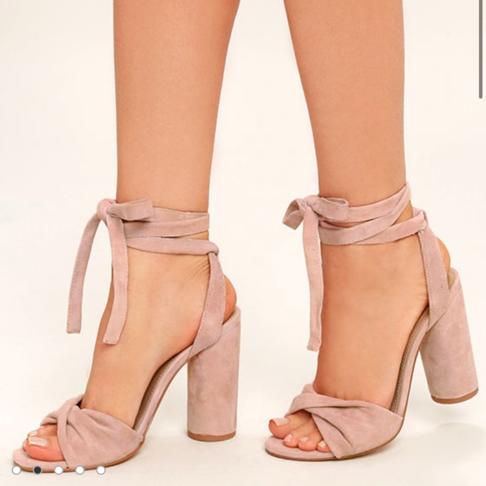 Steve Madden clary pink suede leather laceup heels - Picture 2 of 4